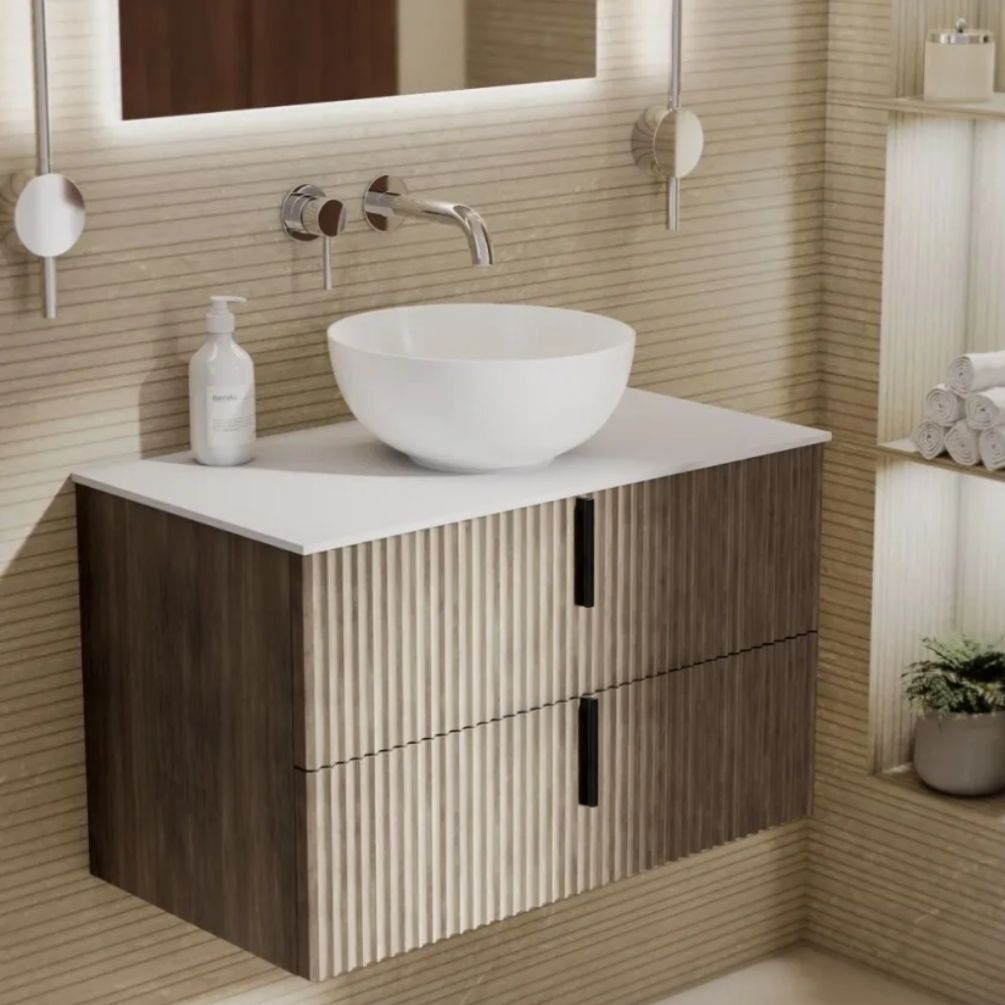 Lifestyle image of Marlow Rockford 800mm Wall-Hung Vanity Unit & Matt White Worktop